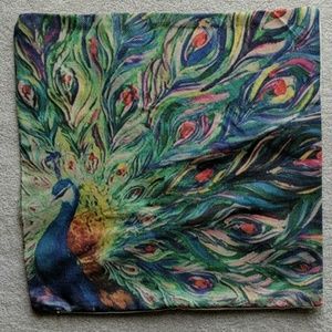 Peacock print pillow cover